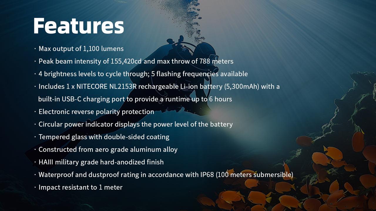 DL30 - 1100 lumens (100m Depth Diving Light) - Image 19