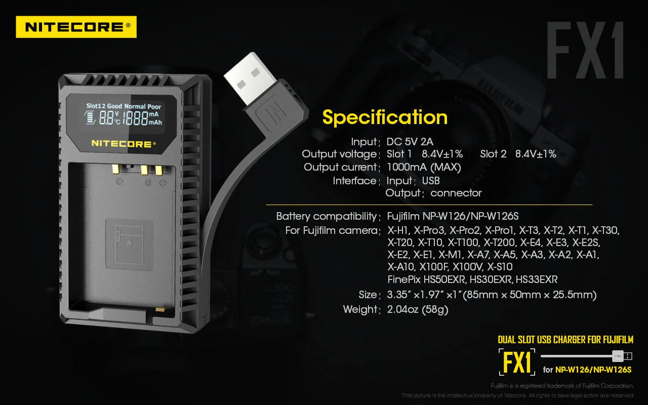 FX1 (Fujifilm NP-W126) Dual-Slot Battery Charger - Image 19