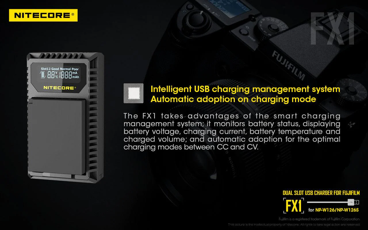 FX1 (Fujifilm NP-W126) Dual-Slot Battery Charger - Image 9