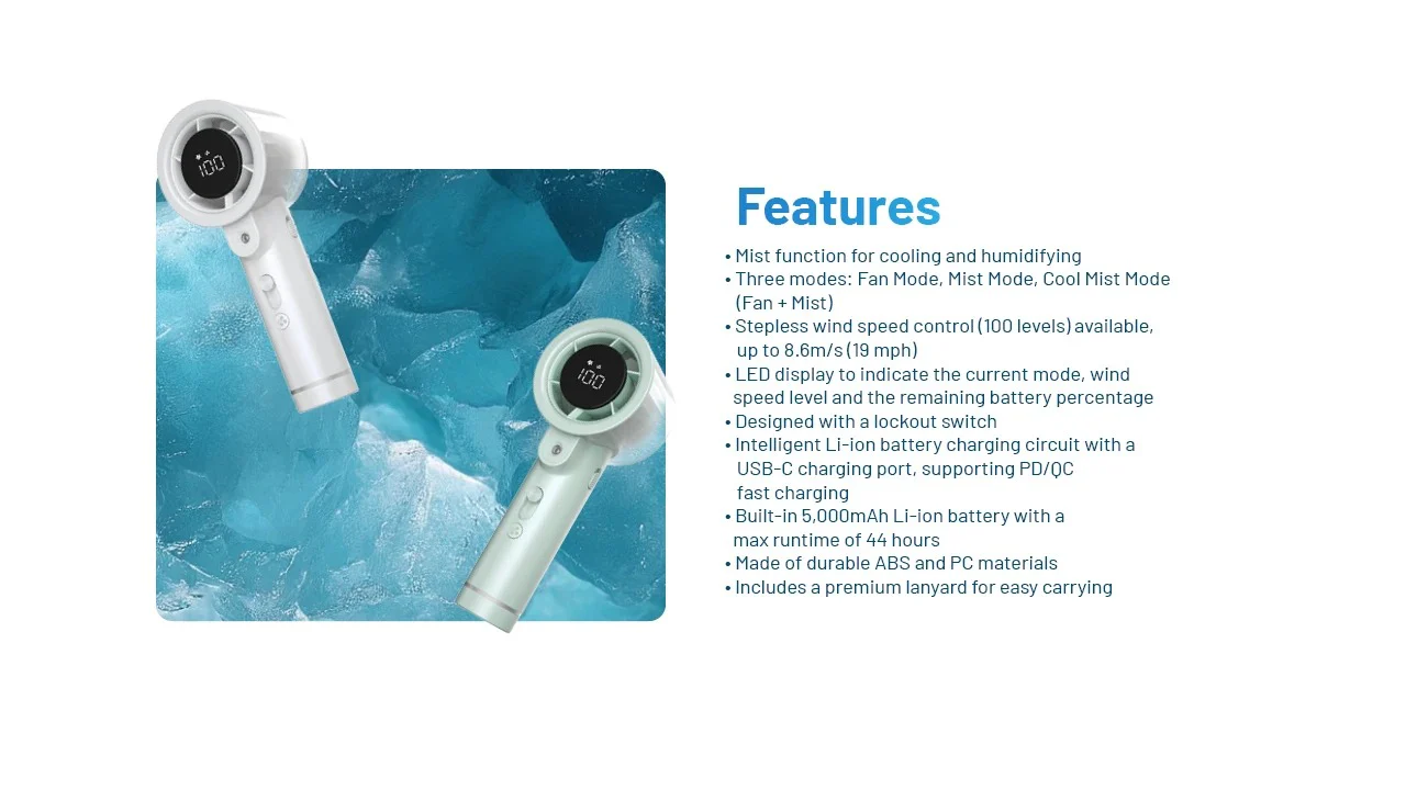 izzCool 20 PRO (Green) - Handheld Air Conditioner Fan (5,000mAh) - Image 25