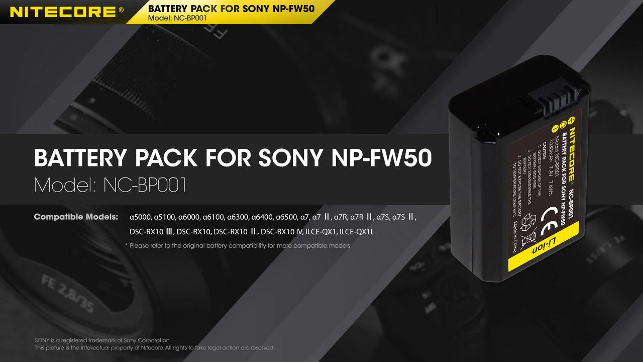 NP-FW50 (1030mAh) Battery Pack for Sony (NC-BP001) - Image 4