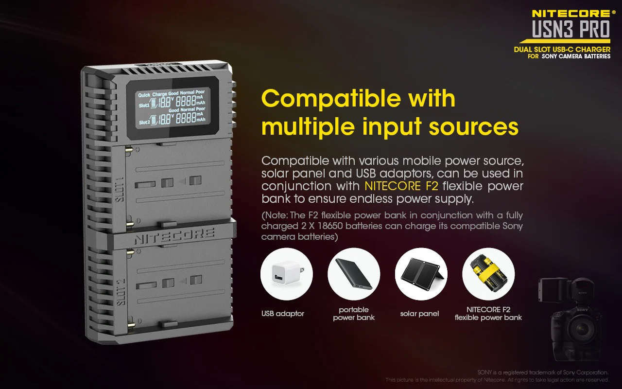 USN3 PRO (Sony NP-FM500H, NP-F730, NP-F750, NP-F770, NP-F970, NP-F550) Dual-Slot Battery Charger - Image 10