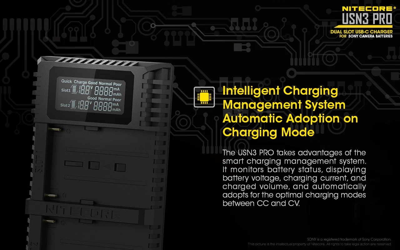USN3 PRO (Sony NP-FM500H, NP-F730, NP-F750, NP-F770, NP-F970, NP-F550) Dual-Slot Battery Charger - Image 13