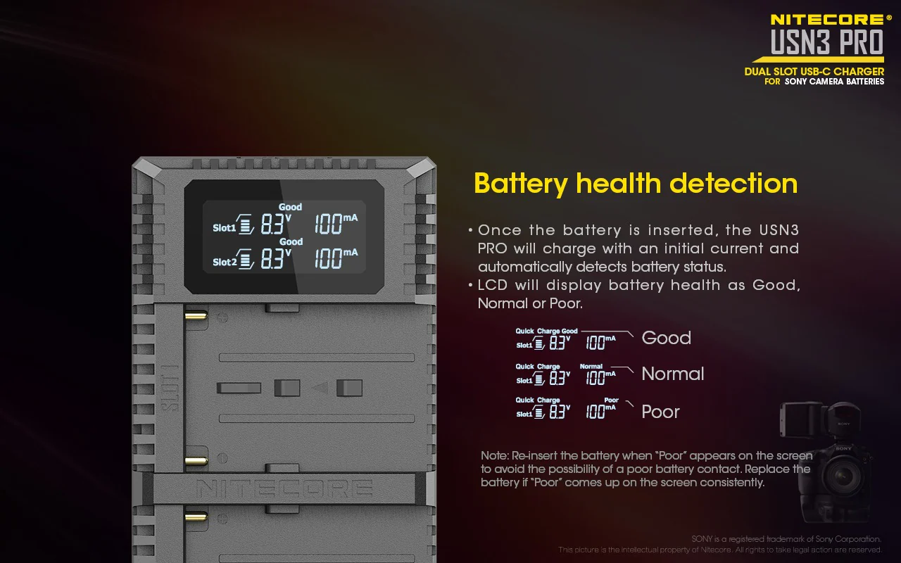 USN3 PRO (Sony NP-FM500H, NP-F730, NP-F750, NP-F770, NP-F970, NP-F550) Dual-Slot Battery Charger - Image 15