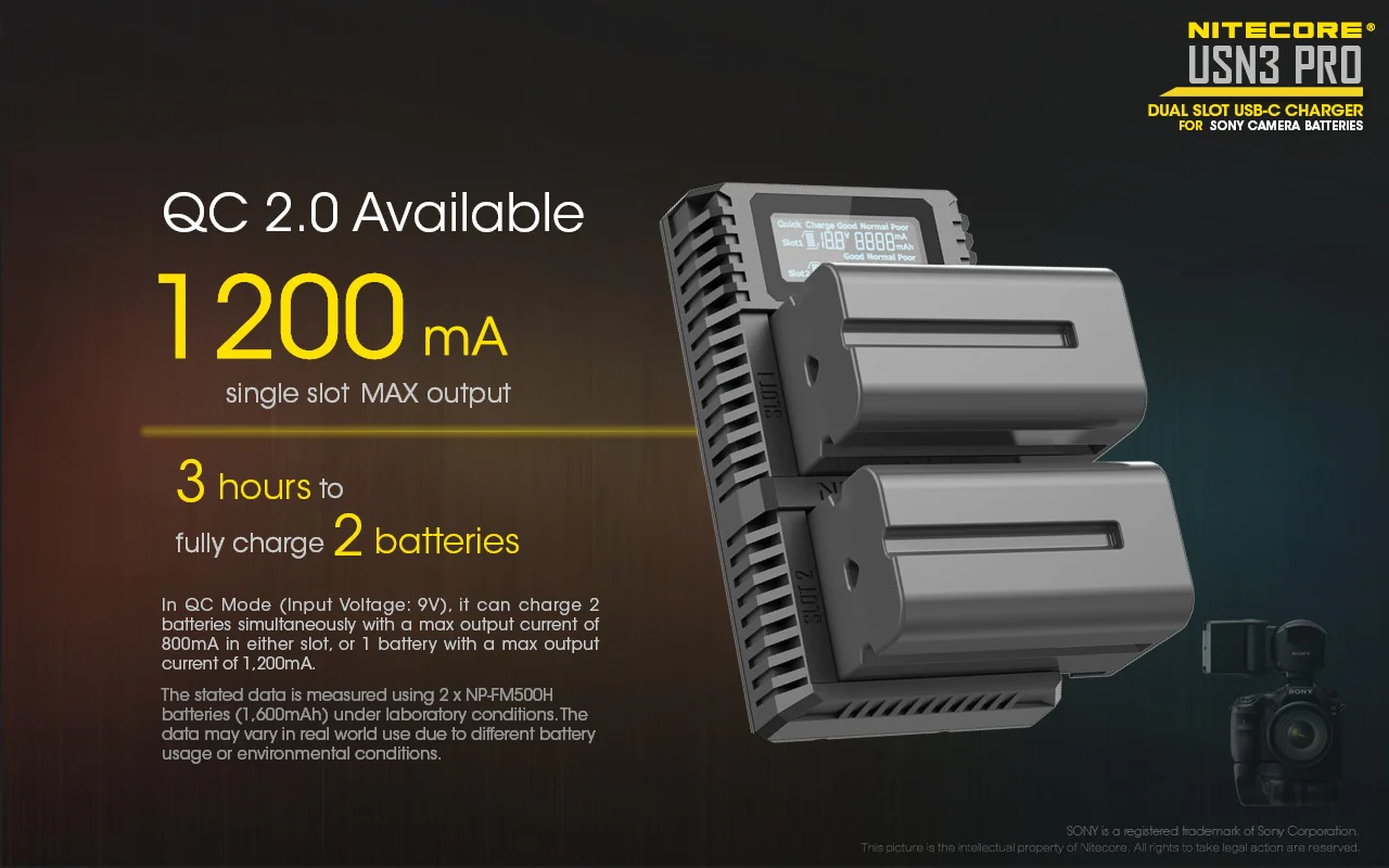USN3 PRO (Sony NP-FM500H, NP-F730, NP-F750, NP-F770, NP-F970, NP-F550) Dual-Slot Battery Charger - Image 8