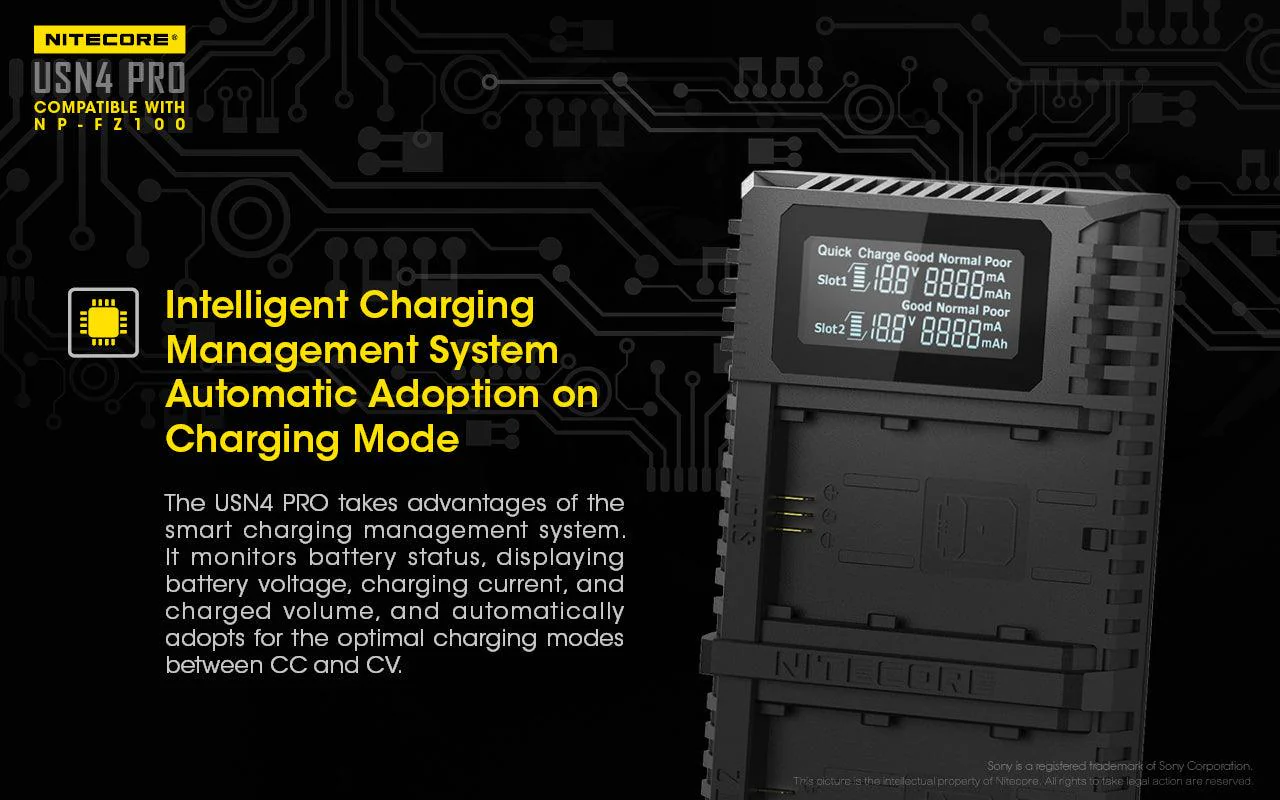 USN4 PRO (Sony NP-FZ100) Dual-Slot Battery Charger - Image 11