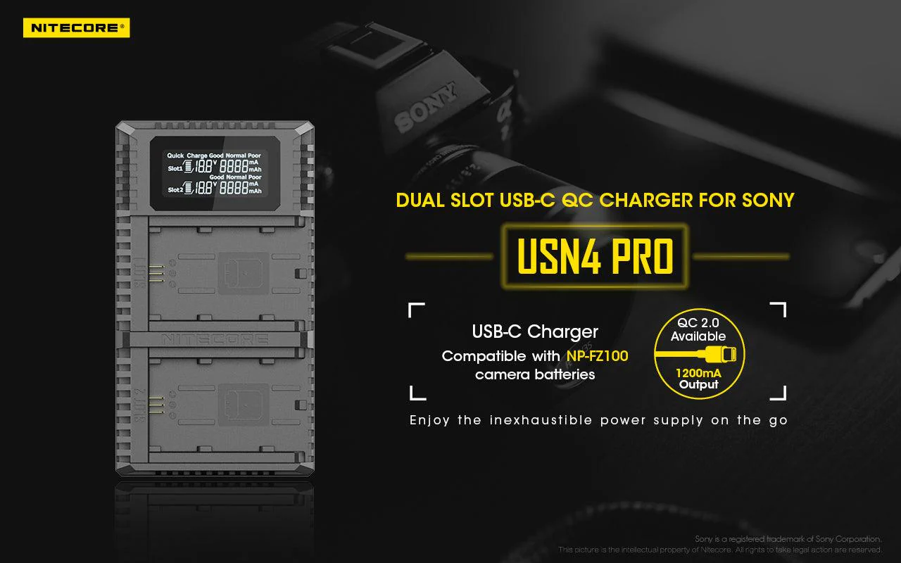 USN4 PRO (Sony NP-FZ100) Dual-Slot Battery Charger - Image 5