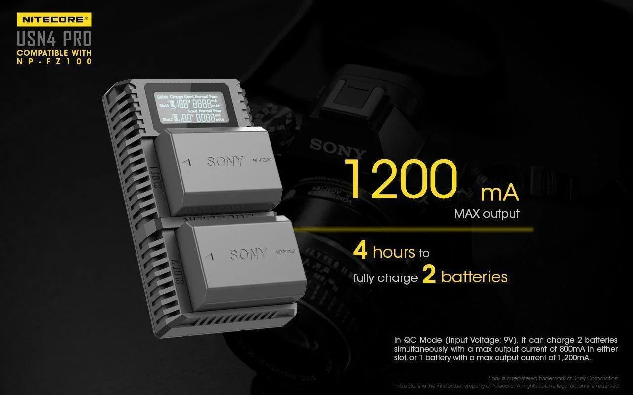 USN4 PRO (Sony NP-FZ100) Dual-Slot Battery Charger - Image 7